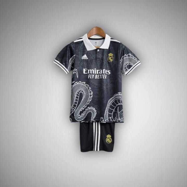 Real Madrid Dragon Negro Premium Kids Size Kit - Premium Quality Jersey at FootballPrestige.com