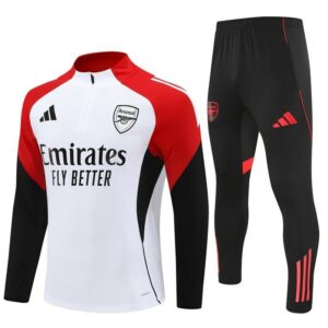 25/26 Arsenal White/Red Kids Size Tracksuit from FootballPrestige.com - Premium Football Kits