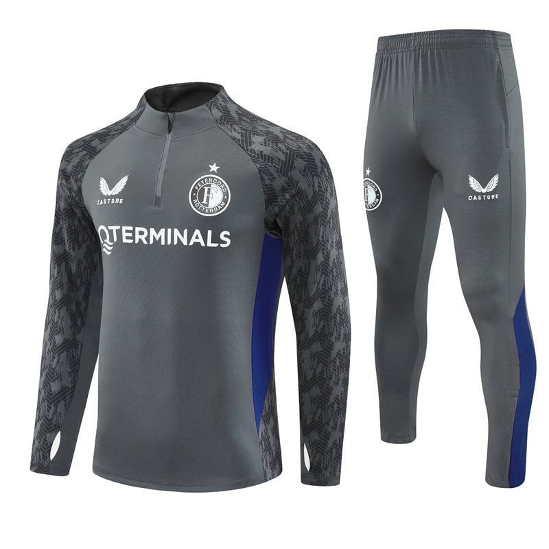 25/26 Feyenoord Training Grey Kids Size Tracksuit from FootballPrestige.com - Premium Football Kits