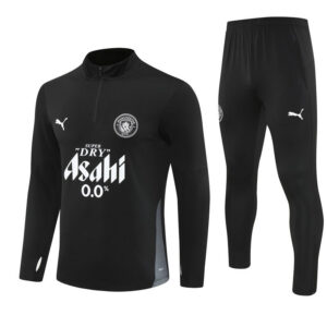25/26 Manchester City x Asahi Black Kids Size Tracksuit from FootballPrestige.com - Premium Football Kits