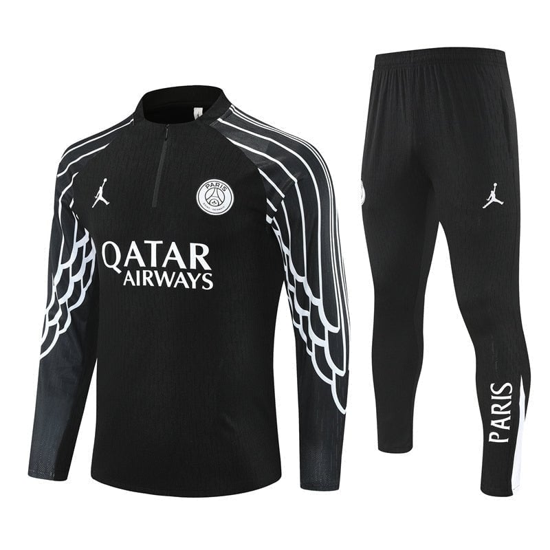 25/26 PSG x Jordan Black Kids Size Tracksuit from FootballPrestige.com - Premium Football Kits