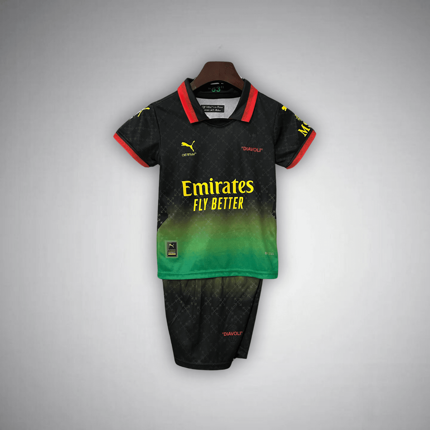 AC Milan x Off - White "Diavoli" Premium Kids Size Kit from FootballPrestige.com - Premium Football Kits