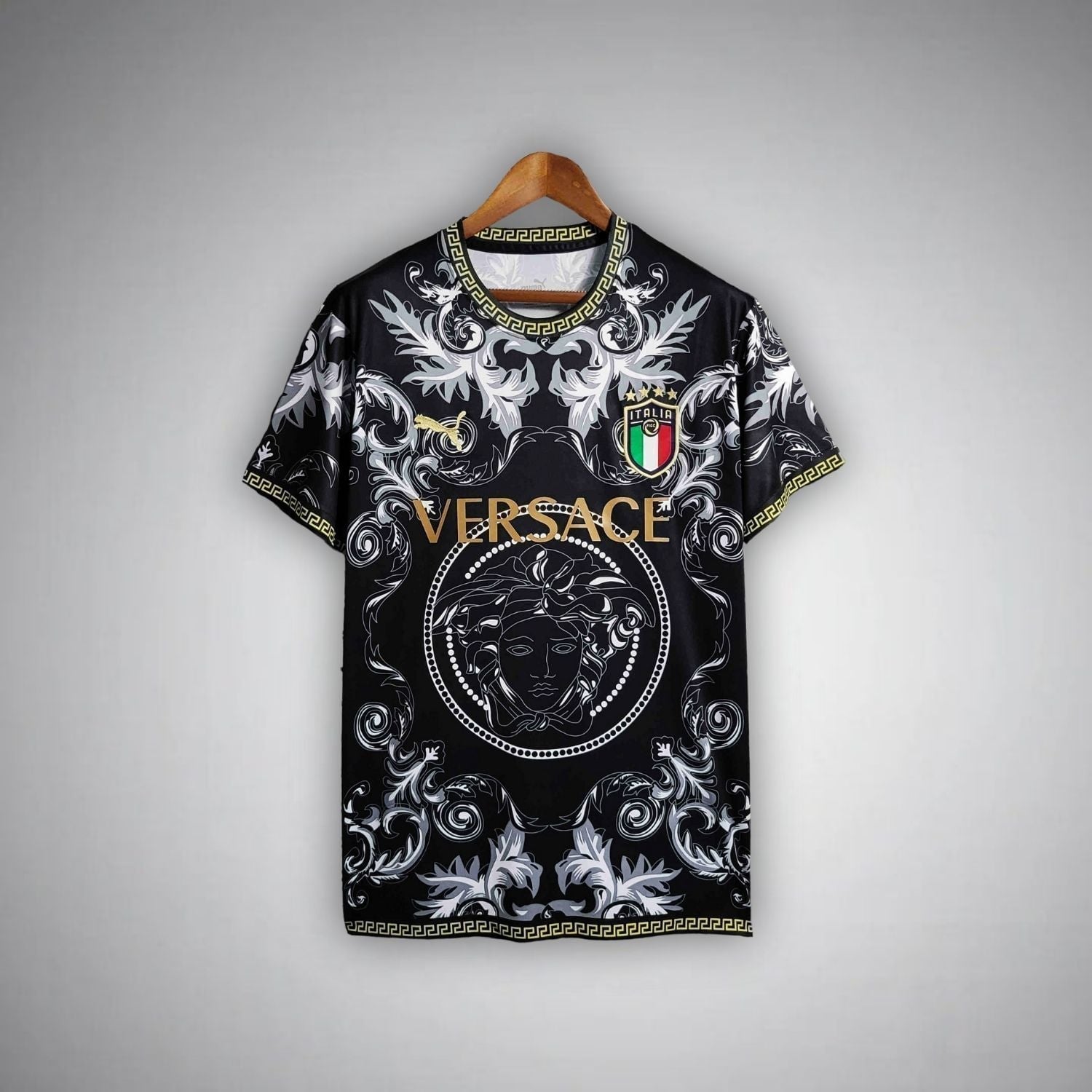 Italy "Versace" Premium Black Kit from FootballPrestige.com - Premium Football Kits