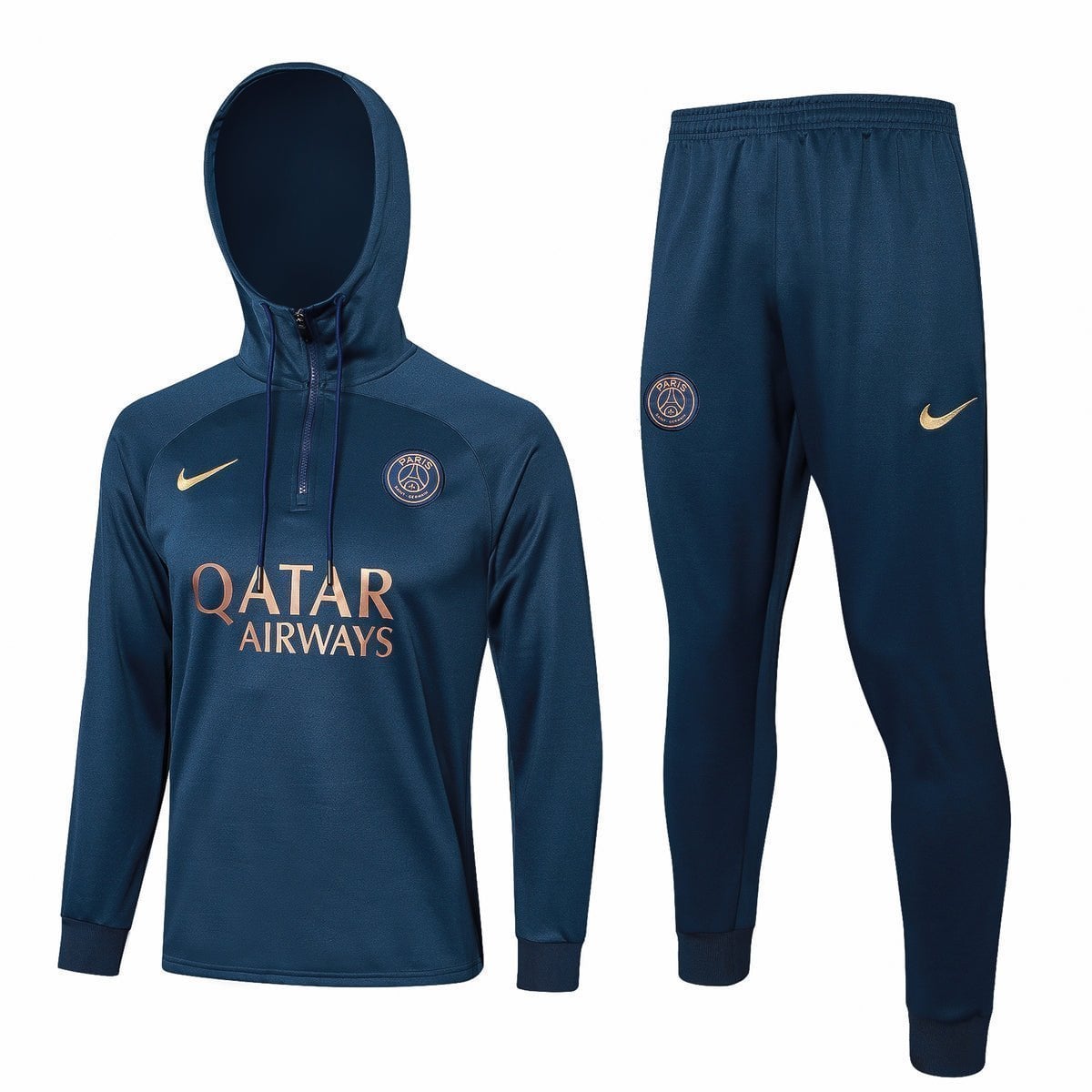 PSG Dark Blue and Gold Premium Tracksuit from FootballPrestige.com - Premium Football Kits