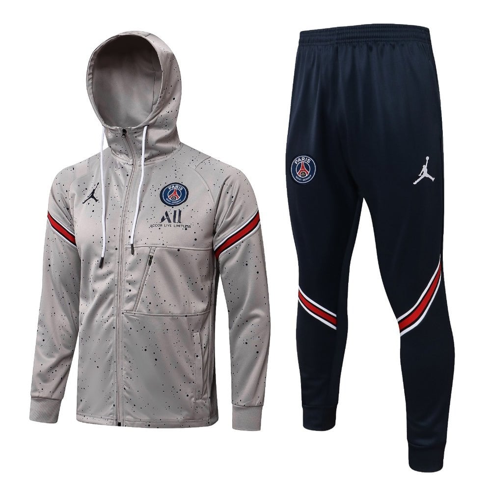 PSG Dark Gray and Blue Premium Tracksuit from FootballPrestige.com - Premium Football Kits